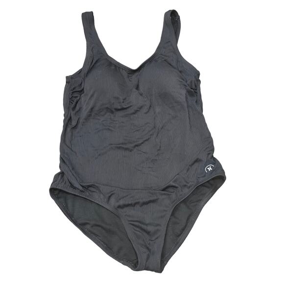Hurley Black 1 Piece UPF 50+ Protection Ribbed Lined Texture Padded Top Swimsuit - Picture 2 of 9